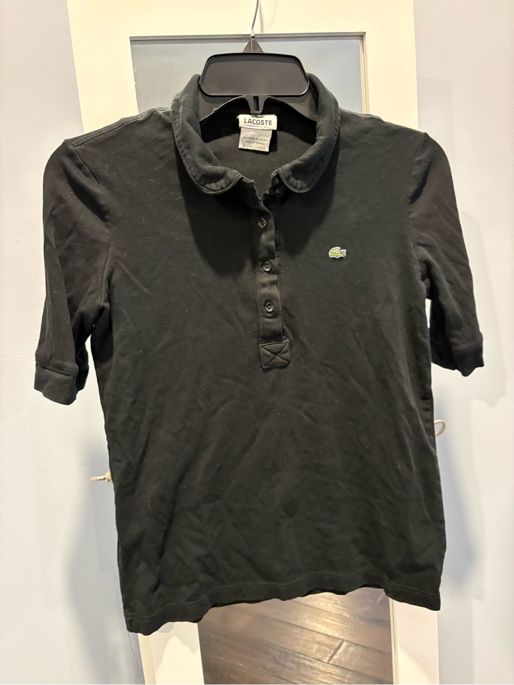 Lacoste Black Polo Shirt with Green Crocodile Logo